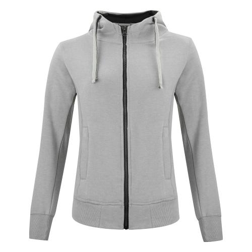 Classic hoodie full zip dames grijsmelange,l