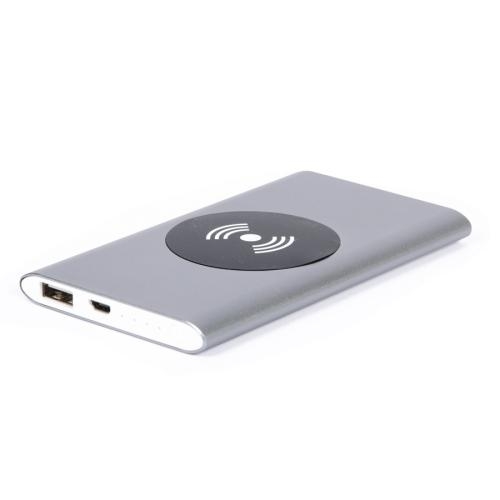 Wireless Charge powerbank, 4.000 mAh titanium