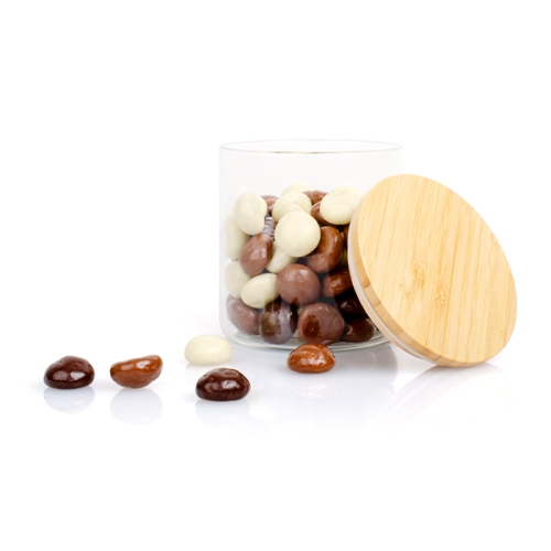 Glazen snoeppot chocolade mix kruidnoten glas