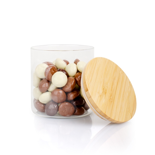 Glazen snoeppot chocolade mix kruidnoten glas