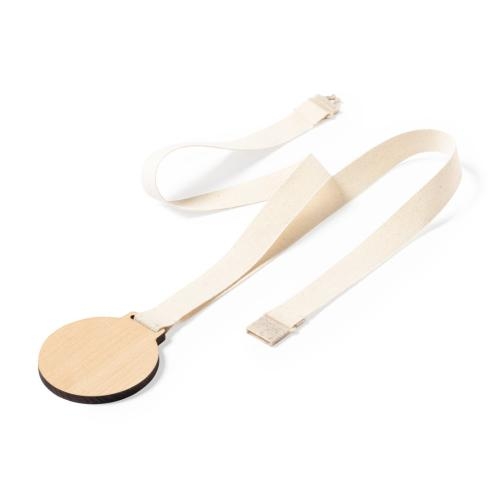 Lanyard houten medaille wit