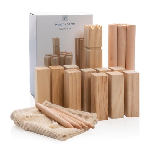 Houten kubb-set bruin