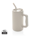 RVS beker met rietje Cube 800 ml beige