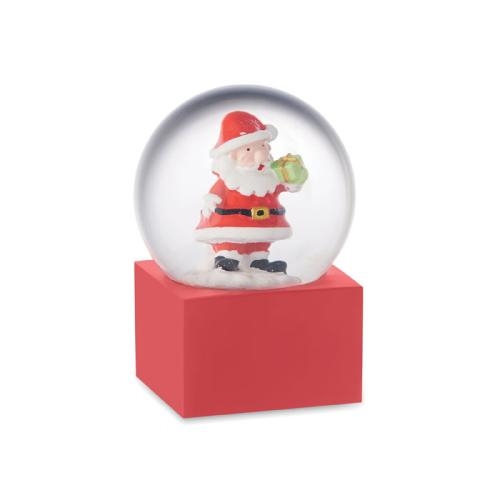 Klein sneeuwbol ornament Santo rood