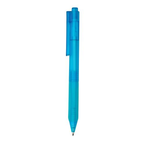 X9 frosted pen met siliconen grip blauw