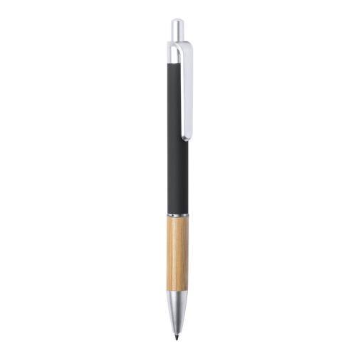 Aluminium pen met bamboe grip zwart