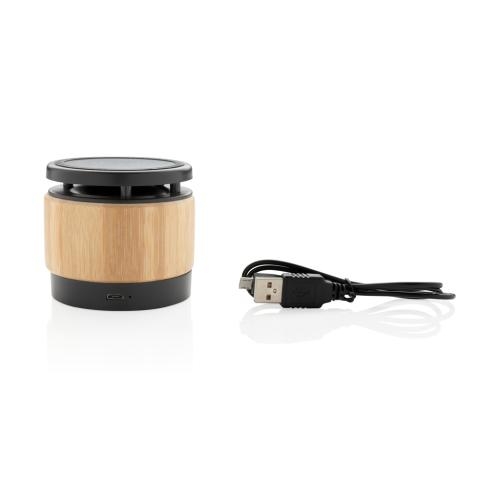Bamboe 3W speaker met draadloze oplader bruin/zwart