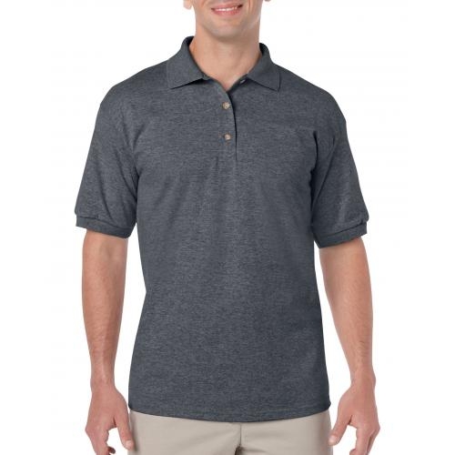 Gilden dryblend adult jersey polo dark heather,l