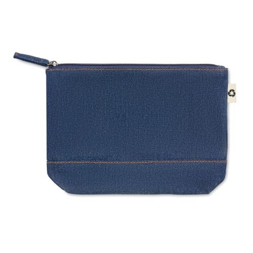 Gerecycled denim toilettasje Style pouch blauw