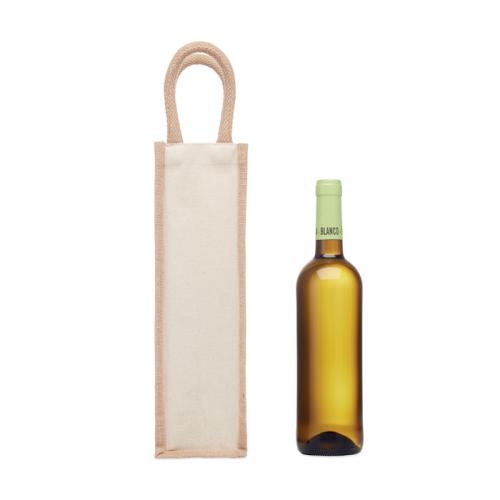 Jute wijntas voor 1 fles Campo di vino beige