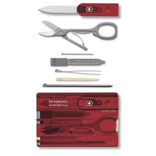 Victorinox Swiss card transparant rood