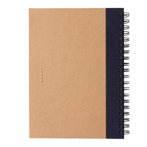 Kraft spiraal notitieboekje met pen blauw