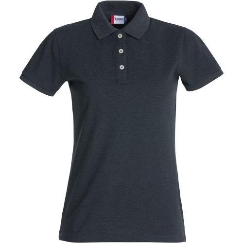 Premium dames polo antraciet melange,l