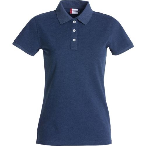 Premium dames polo blauwmelange,l