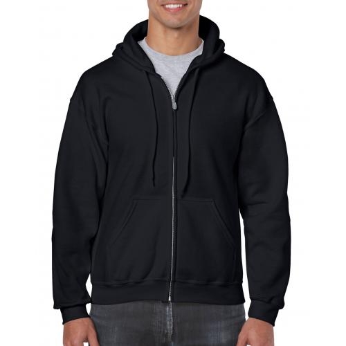 Unisex hooded zip sweater zwart,l