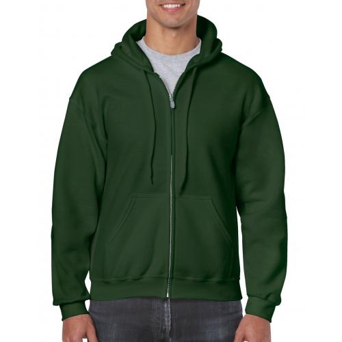 Unisex hooded zip sweater forest green,l