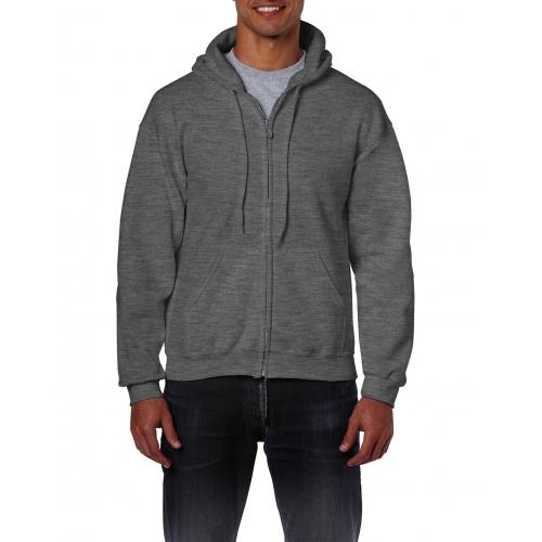 Unisex hooded zip sweater dark heather,l