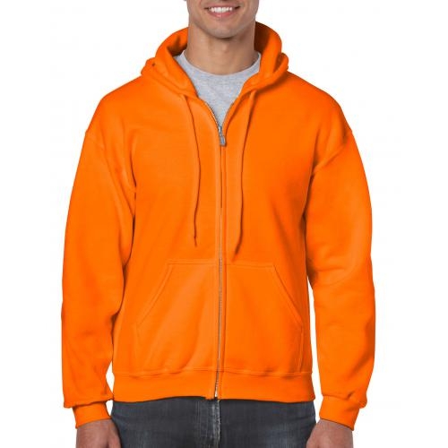 Unisex hooded zip sweater safety orange,l