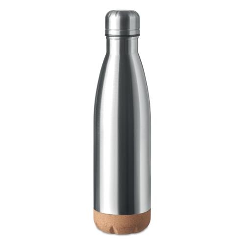 Dubbelwandige fles 600 ml Aspen cork mat zilver