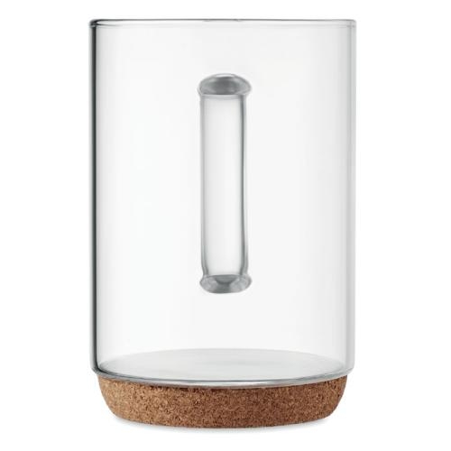 Glazen mok met kurk bodem Lisbo 400 ml transparant