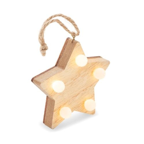 Houten ster met lichtjes Lalie hout