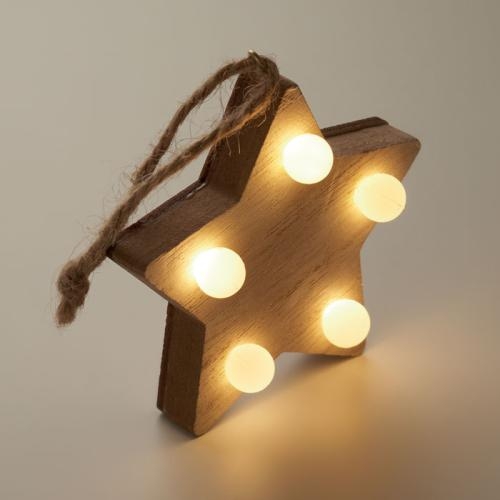 Houten ster met lichtjes Lalie hout