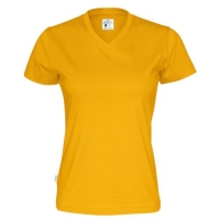 Dames T-shirt V-hals ecologisch Fairtrade katoen geel,l