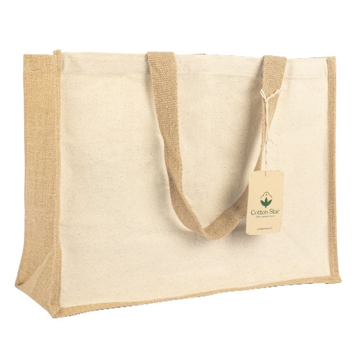 Jute shopper organisch katoen ecru