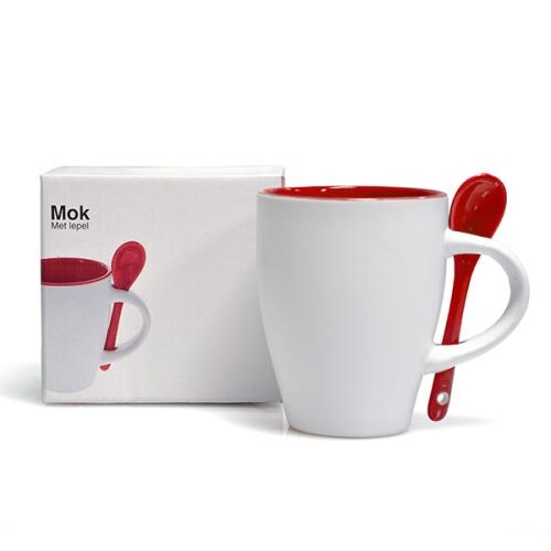 Mok met lepel rood