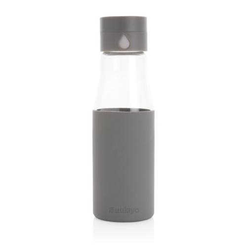 Ukiyo glazen hydratatie-trackingfles met sleeve grijs