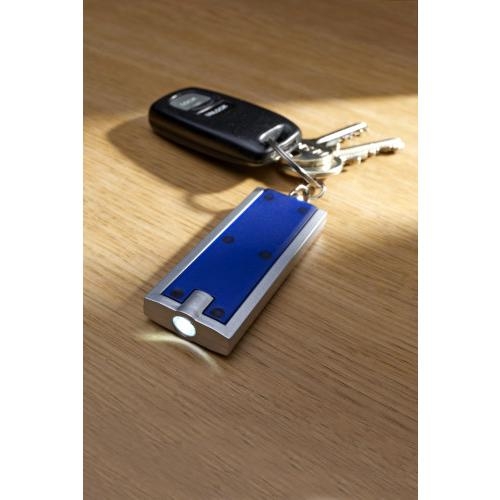 Platte sleutelhanger met LED blauw