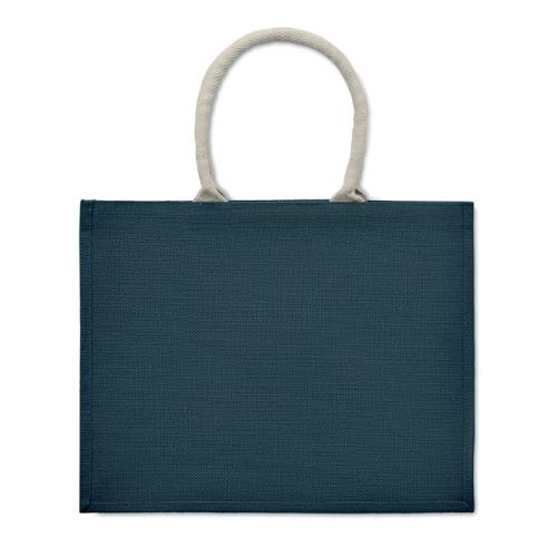 Jute tas met katoenen hengsels Aura blauw