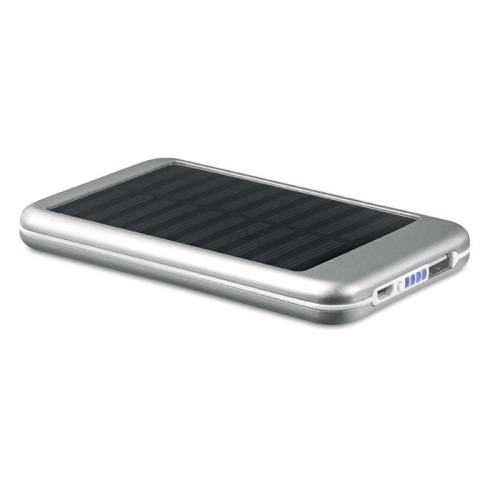 Aluminium solar powerbank 4000 mAh mat zilver