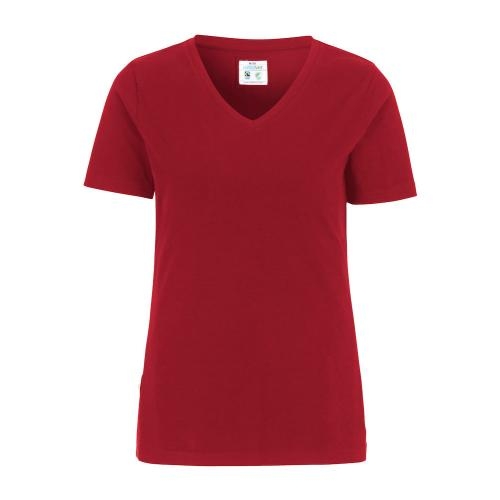 T-shirt V-hals dames slim fit rood,l