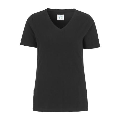T-shirt V-hals dames slim fit zwart,l