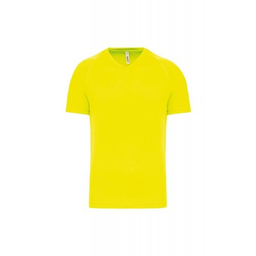 Heren sport T-shirt V-hals fluorgeel,3xl