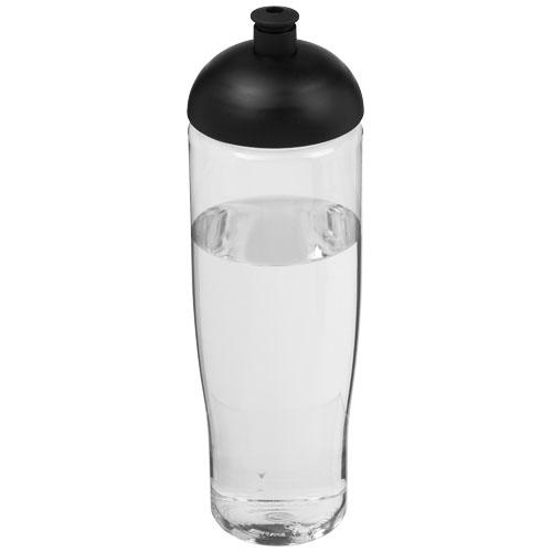 H2O Tempo bidon met koepeldeksel 700 ml transparant/zwart