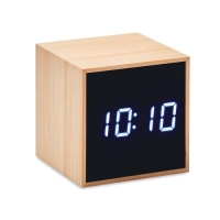 Bamboe klok vierkant met LED Mara clock