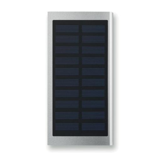 Solar powerbank powerflat, 8000 mAh mat zilver