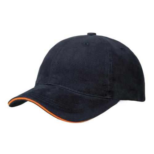 Katoenen sandwich cap navy/oranje