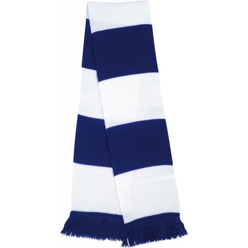 Gestreepte sjaal met franjes royal blue/white