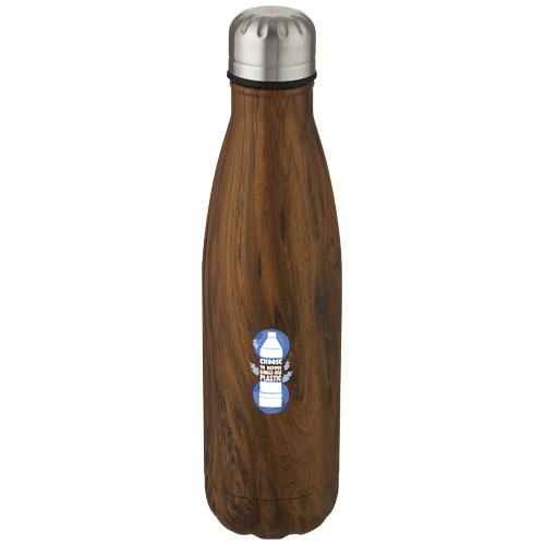 RVS fles met houtprint 500 ml hout