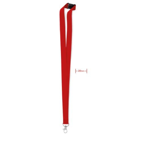 Lanyard, haak en clip. 20 mm Pany rood