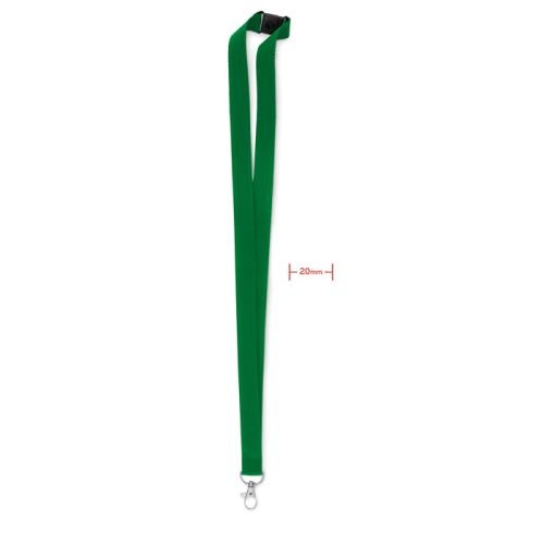 Lanyard, haak en clip. 20 mm Pany groen